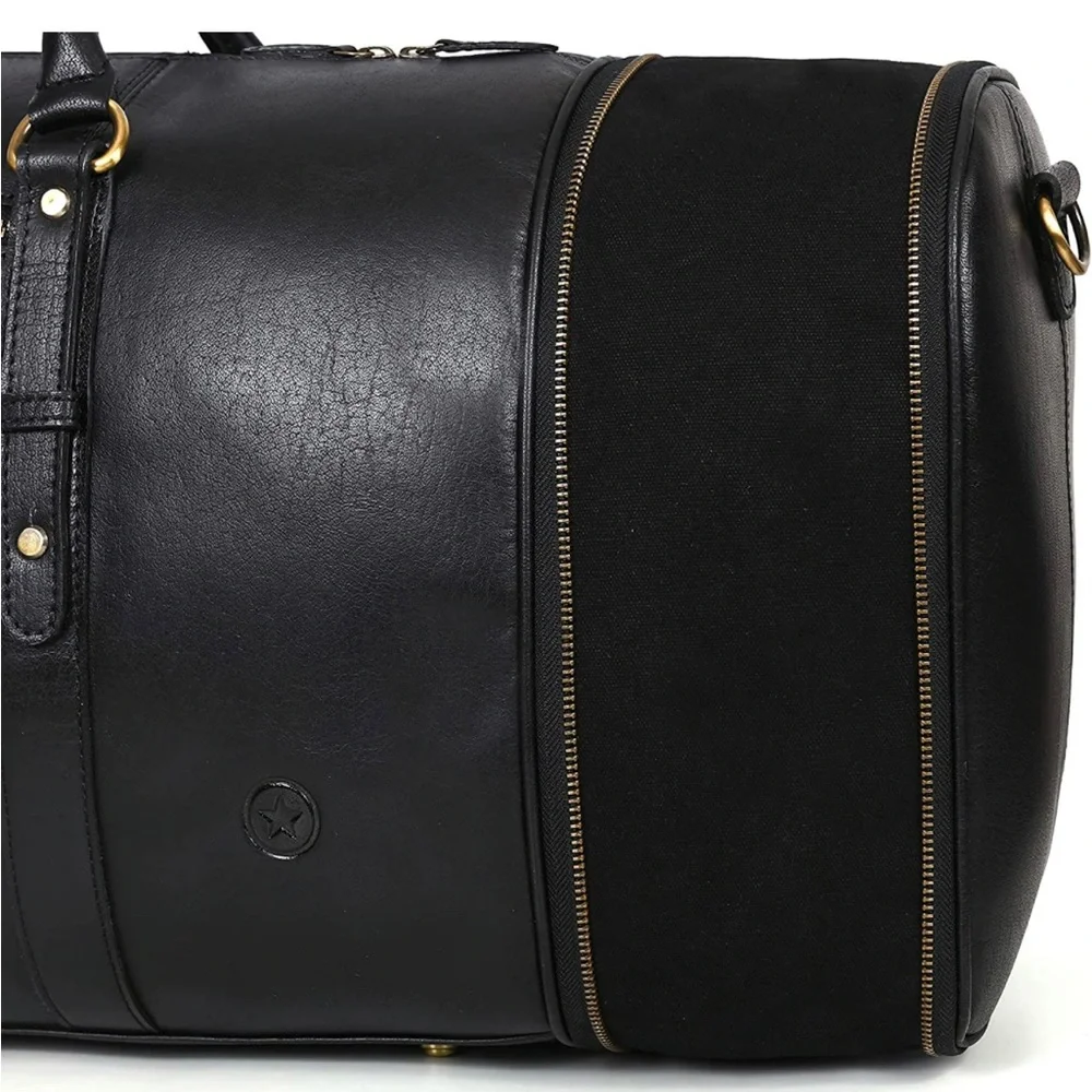 BRAND NEW EXTENDABLE REAL BUFFALO LEATHER DUFFLE TRAVEL OVERNIGHT BAG NWT - Picture 3 of 7
